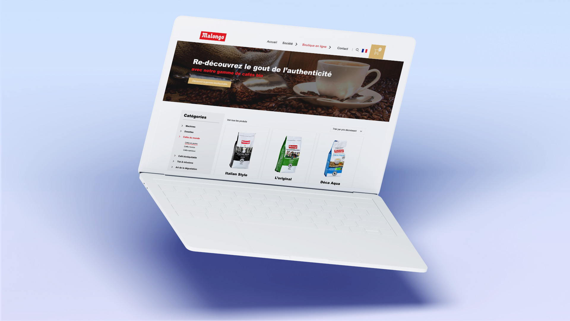 Site de Malongo version laptop