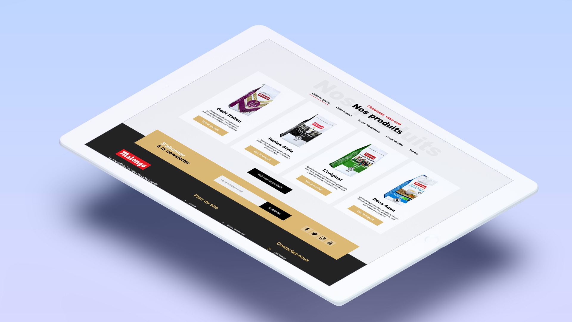 Site de Malongo version tablet